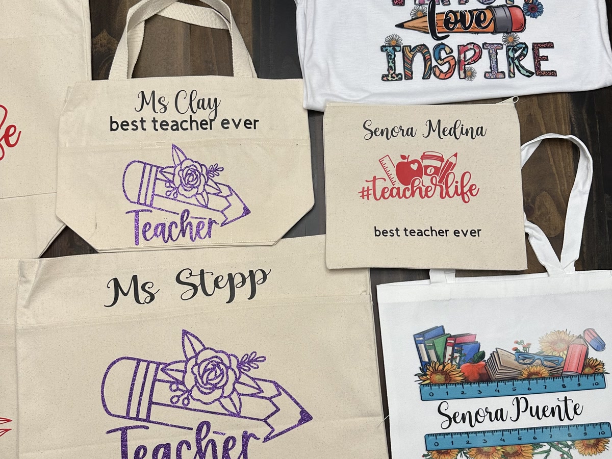 Totes now. Pillows, aprons and more as the year goes on.